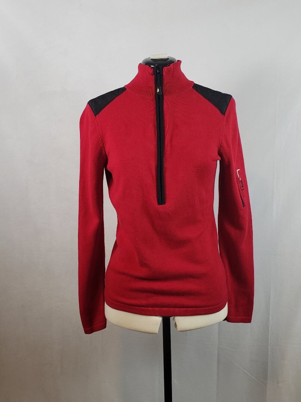 VTG Lauren Ralph Lauren Active 1/4 Zip Thermal Pullover Red Athletic Cozy Medium
